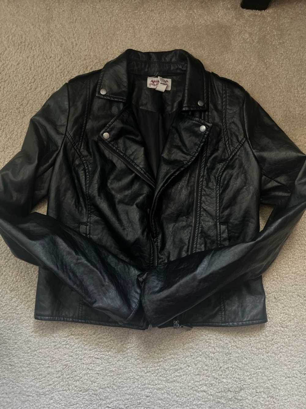 Vintage faux leather Arizona jean co black jacket y2k 2000’s small